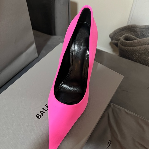 BALENCIAGA 110mm Knife Pointed Toe Jersey Pumps In Pink 36/6 BRAND NEW WITH BOX - Picture 5 of 9